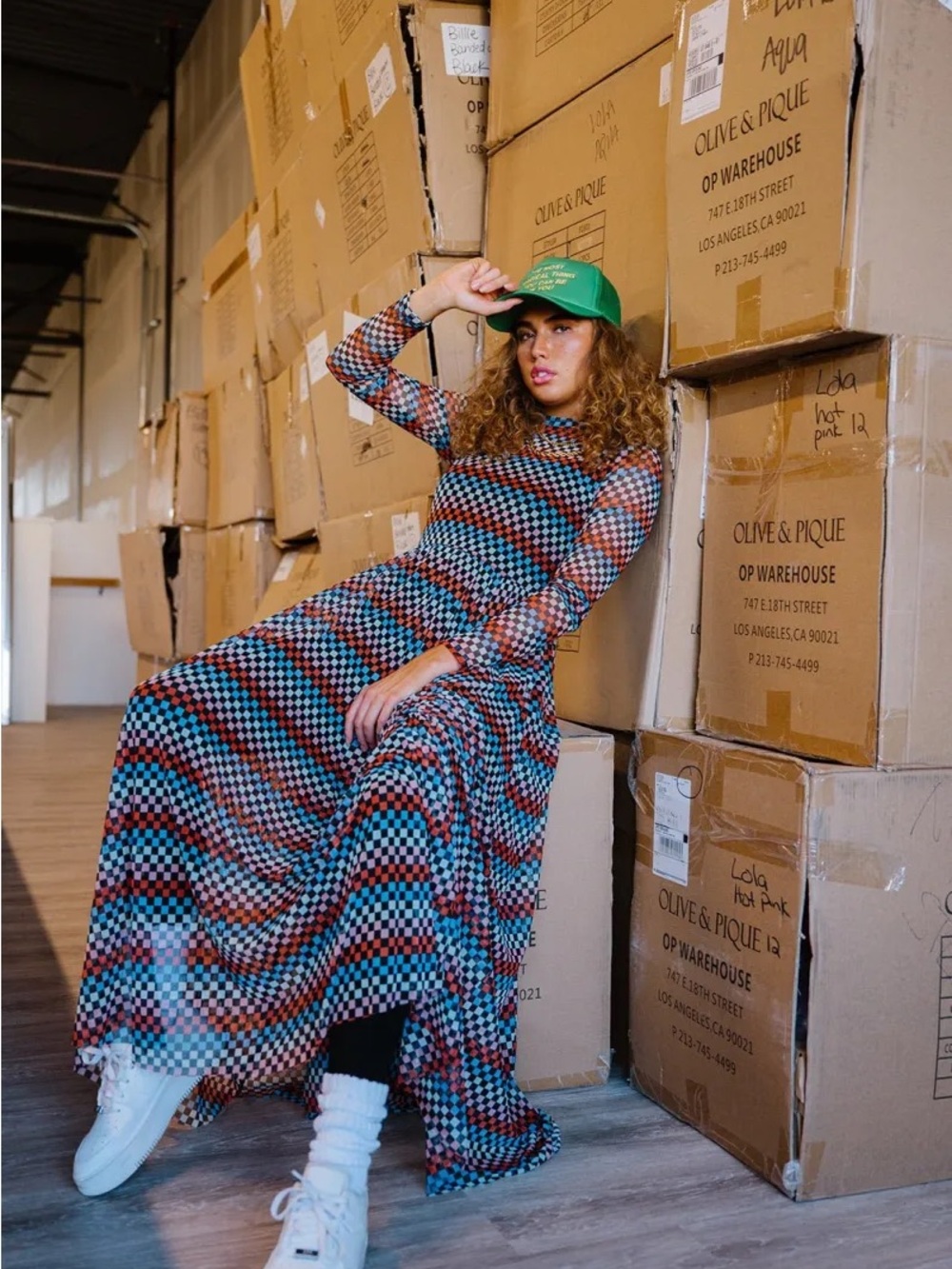 Dresses in LaLa Long-Sleeve dress in disco Maxi
